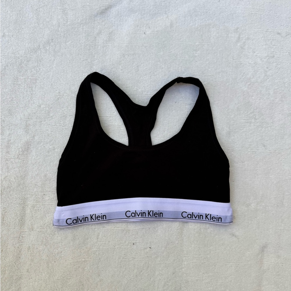 Calvin Klein Black and White Logo Branded Sports Bra Bralette size medium - Picture 7 of 10